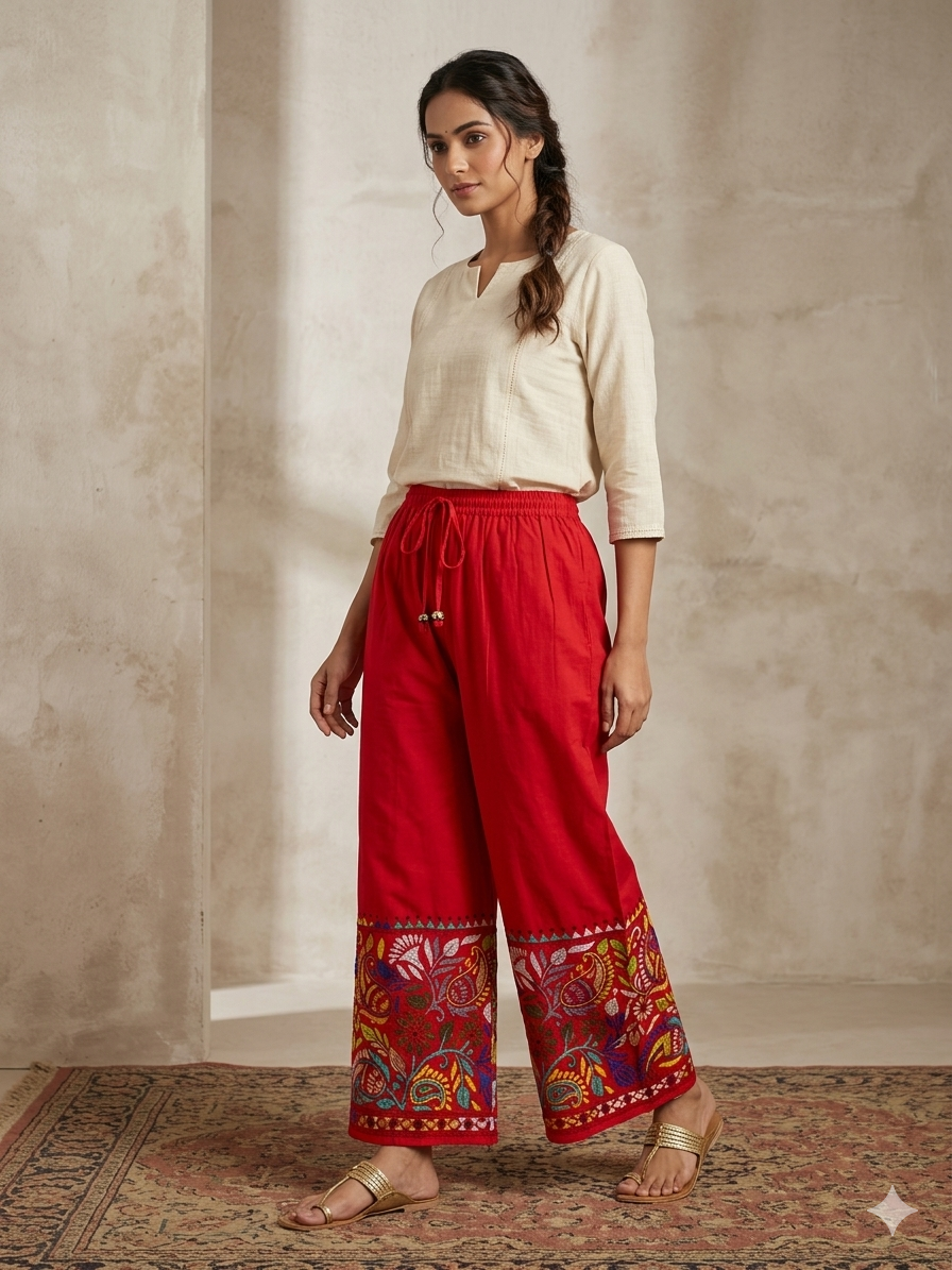 Kantha Stitch Handwork Palazo's