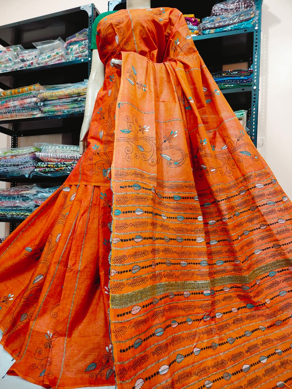 Kesh Kantha Stitch Handwork Saree