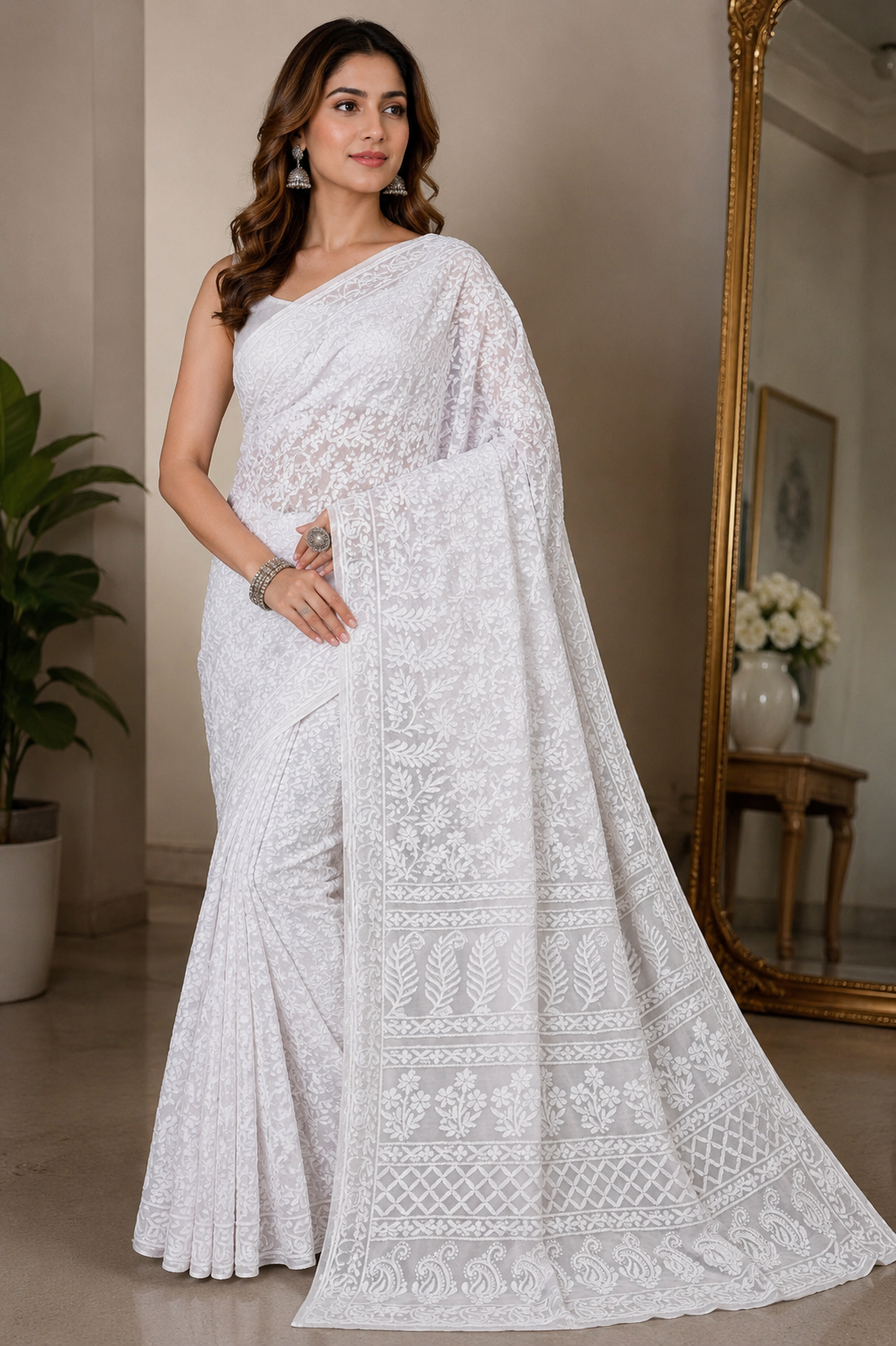 Viscose Georgette Handwork Saree