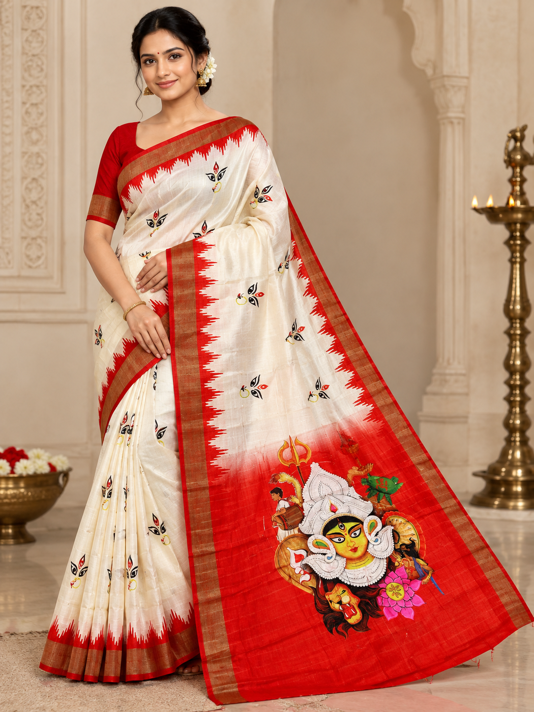 Color: Puja Red White