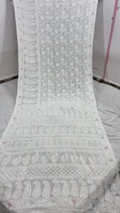 Viscose Georgette Chikankaari Handwork saree