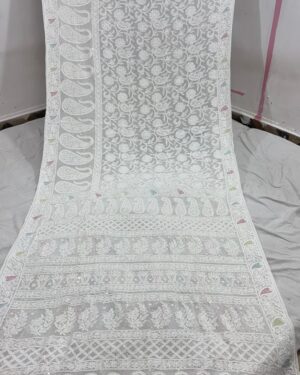 Viscose Georgette Chikankaari Handwork saree