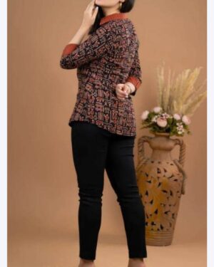 Natural Dye Ajrakh Cotton Ladies Shirt
