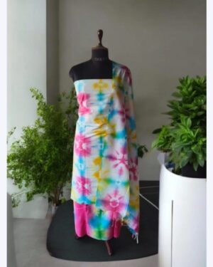 Tie & Dyed Shibroni Modaal Silk Unstitched Dress Material