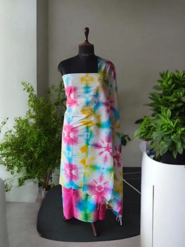 Tie & Dyed Shibroni Modaal Silk Unstitched Dress Material
