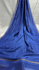 Beautiful Soft pure  chanderi silk Saree  With blouse  Lucknowi Chikankaari Handwork Dyeable