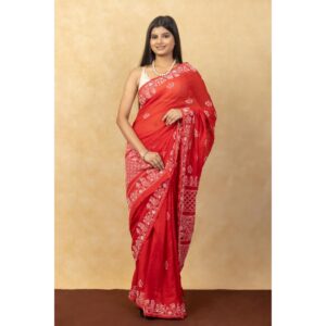 Premium Kota Cotton Fabric Saree With beautiful Handcrafted Lucknowi Chikankaari Handwork