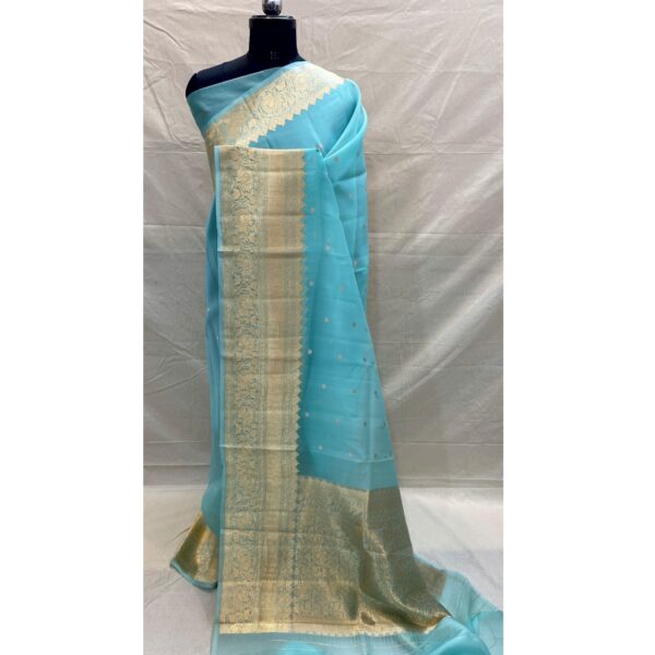 Banarasi Kora Silk Saree for Women | 10-Inch Border Handloom Kadhwa Weaving | Gold Zari Work | Traditional Wedding & Festive Wear